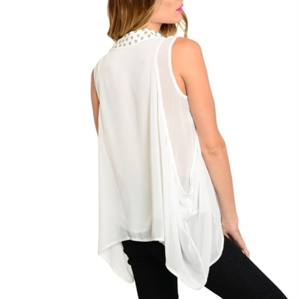 Ivory Button Up Layered Look Top - Picture 2 of 2